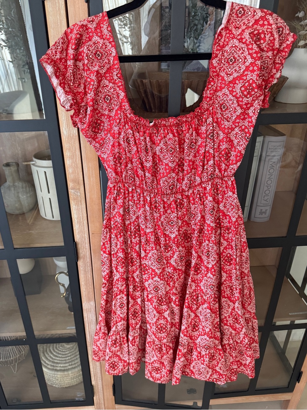 Vintage bandana print mini dress y2k ruffle elastic western short sleeve rodeo